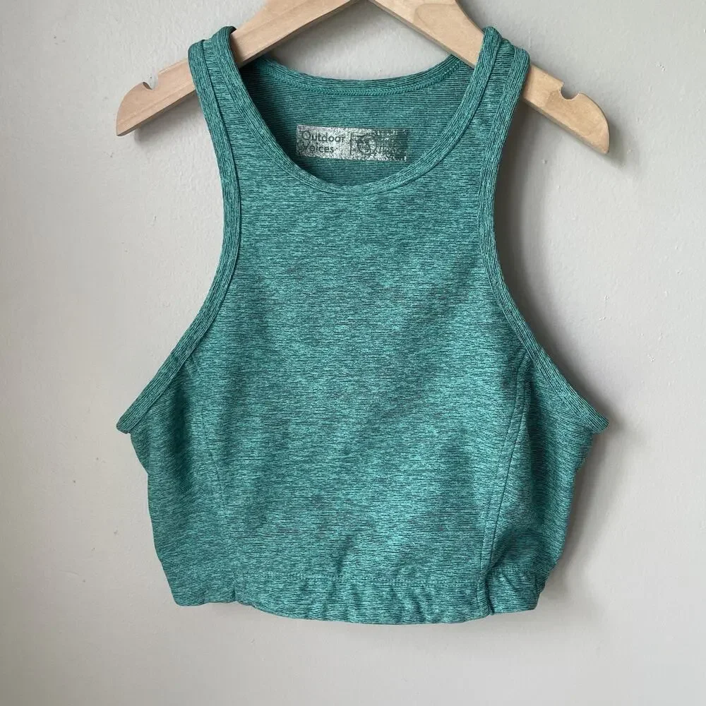 Outdoor Voices Athena Crop Athletic Tank Top Sports Bra Size S Forest Green/teal
